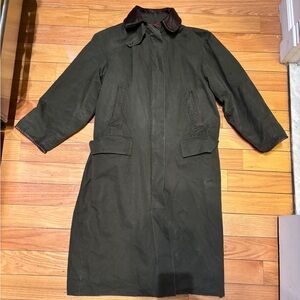 NORTON & SONS Savile Row London Trench Coat Jacket Hand Tailored Leather Trim L